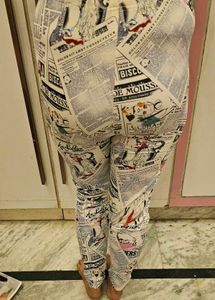 Funky Newspaper Print Leggings