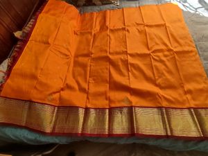Mango Yellow And Maroon Traditional Silk Saree