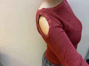Burgundy Ribbed Knit Top
