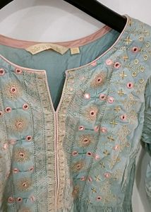 New Blue Embroidered Kurti