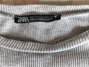 Grey Ribbed Crop Top