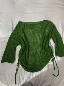 Green Crochet Knit Top