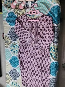 Purple Patterned Kurta With Trouser(Formal Ethnic)