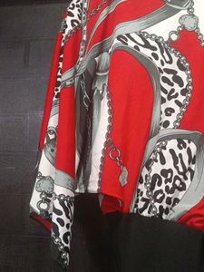 Patterned Red &amp; Black Dress