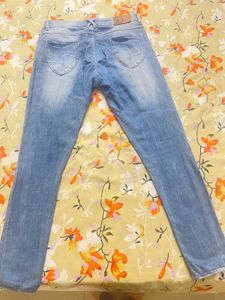 Sky Blue Faded Denim For Girls
