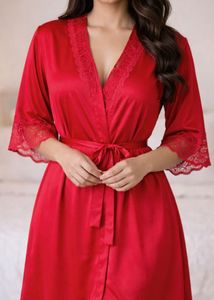 Vintage Red Lace Trim Nightgown