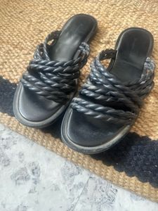 Massimo Dutti Braided Black Sandals UK 7