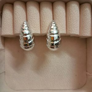 Textured Drop Silver Earrings.