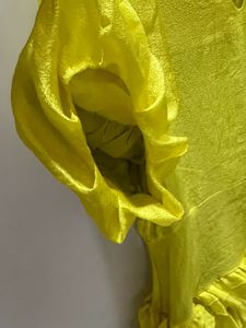 Women Yellow baloon sleeves Designer dress