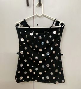 Polka Dot Tank Top with Owl Neck