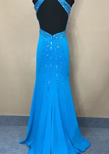Blue Backless Gown