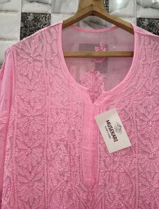 Pink Georgette Resham Chikankari Kurti