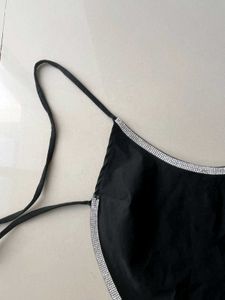 Black Rhinestone Bikini Top