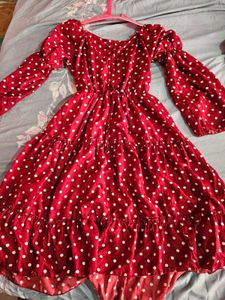 Red Polka Dot Ruffle Dress