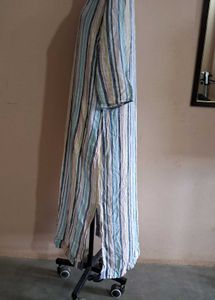 Striped Linen Maxi Dress,Pockets On Both Side.