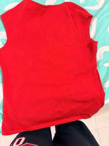Red Square Neck Crop Top