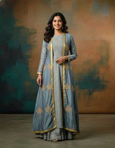 Elegant Embroidered long 2 piece gown