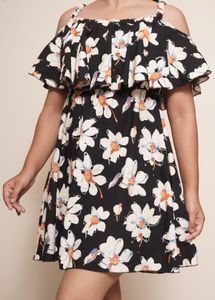 Summary knee length flower printed dress
