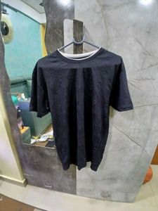 Black Patterned T-Shirtand Blac Trackpant