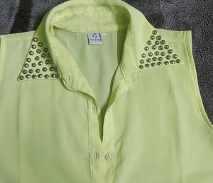 LIME GREEN CUT SLEEVES FORMAL SHIRT!!!!!!!