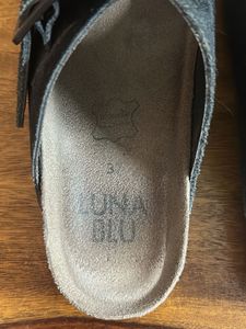 Luna Blu Black Suede Slide Sandals