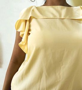 Yellow Ruffle Sleeve Top