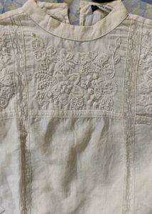 Zara Off White Embellished Top