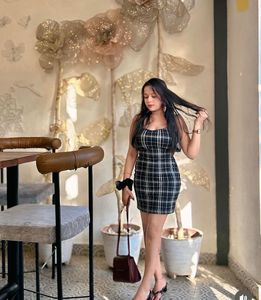 Black and white check dress