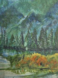 Vintage Mountain Landscape Painting