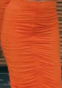 Orange Ruched Mini Skirt