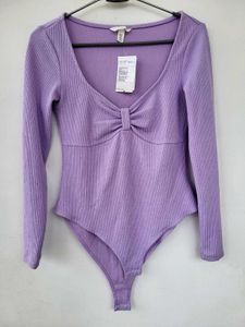 H&amp;M Sweatheart Neck Lavender Long Sleeve Top/M