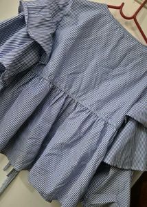 Striped Blue Flare Shirt-Coat – Breezy &amp; Beautiful