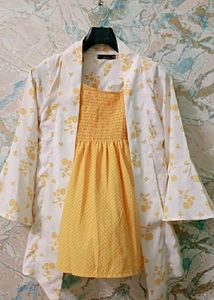 Yellow Floral Dress with Shrug