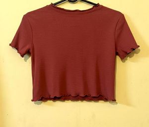 Rust Ribbed Crop Top