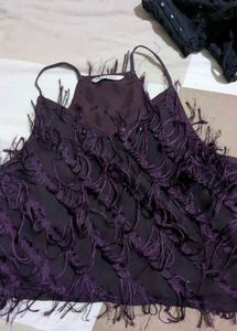 Purple Fringe Tank Top