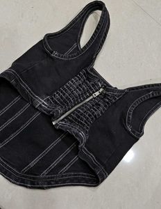 Black Denim Corset Top xs to s size