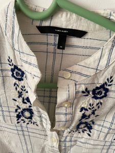 Vero Moda White and Blue Motif Shirt