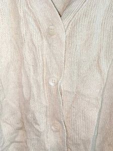 Women&#39;s Cream Crop Cardigan Winter Sweater