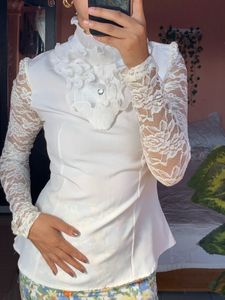 Formal White Lace Top