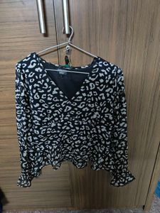 Black And White Peplum Top