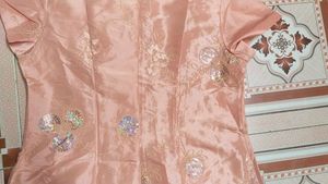 Elegant Peach Embroidered Coat