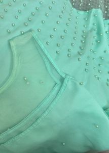 Aqua Pearl Embellished Tunic