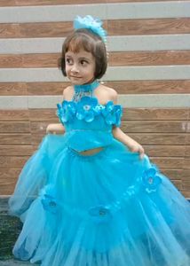 Blue Flower Girl Dress