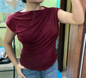 Maroon Draped Top