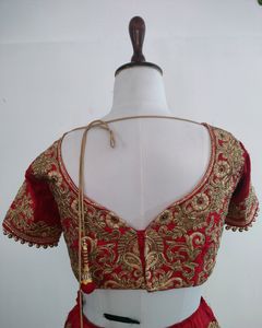 Red With Gold Embroidery Bridal Lehenga (Women&#39;s)