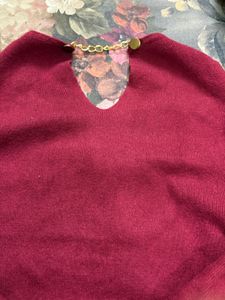 Maroon Cold Shoulder Top