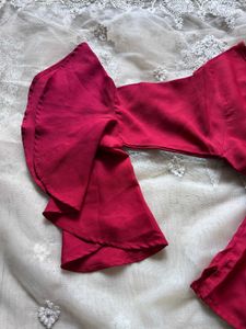 Red Flared Sleeve Top