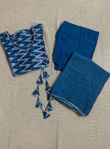 Blue Ikat Print Kurta Set