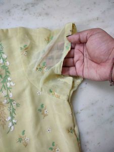 Light Yellow Embroidery Kurta Set