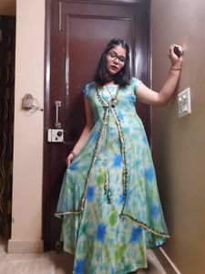 High Low Gown With Net Shrug